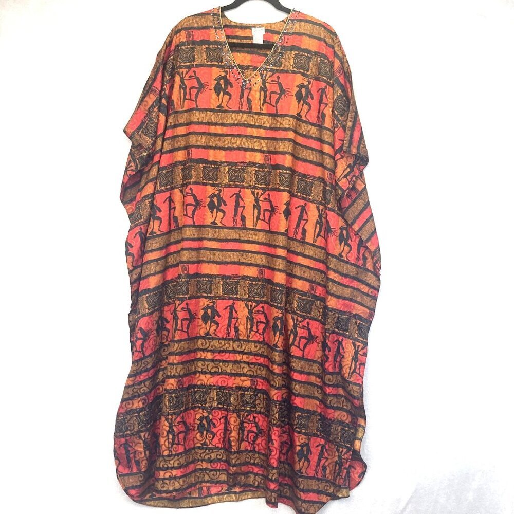 Sante Classics Caftan MuuMuu Dress Womens One Size OSFA Tribal African Maxi Boho
